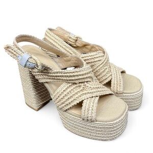 Castañer Fulvia platform sandals in natural raffia.